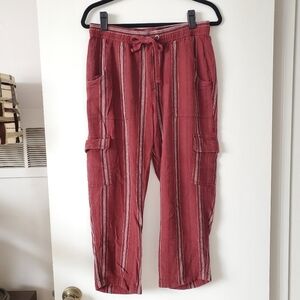 Anthropologie x Sanctuary Maroon Wide Leg Cropped Cargo Pants